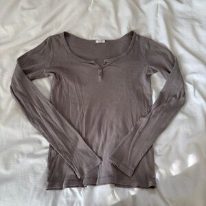 Brandy Melville Gray Long Sleeve Blouse